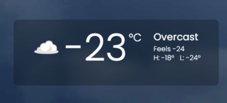 current temperature of -23 where I live