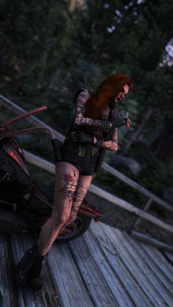 Sexy biker translesbian