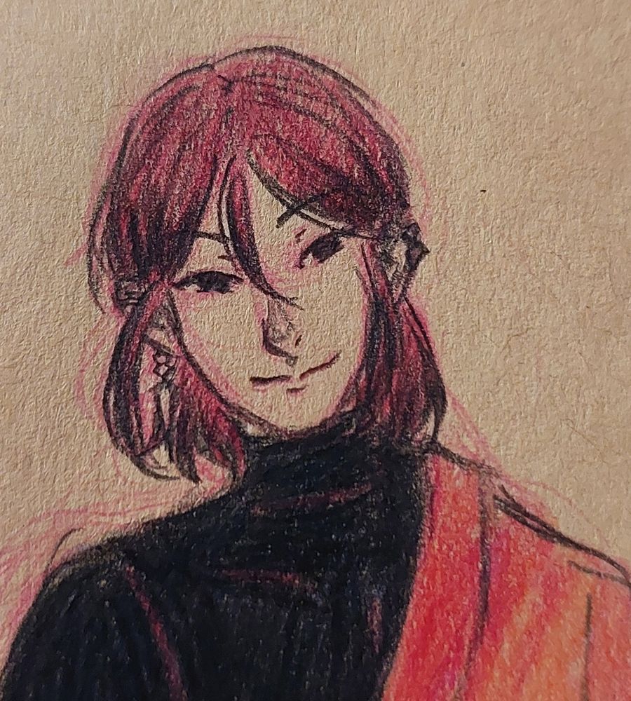 a minimally colored sketch of keita mitsui, my mainline ace attorney oc