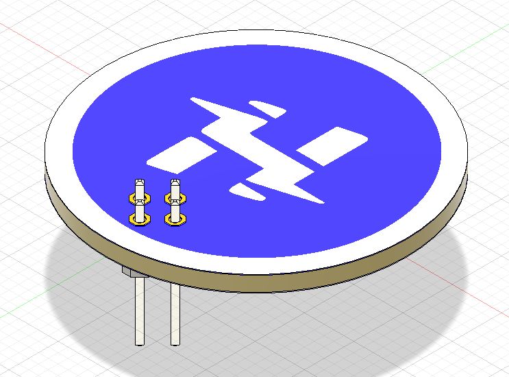 A simple, round PCB with the Hackster.io logo and a 2x2 pin header.