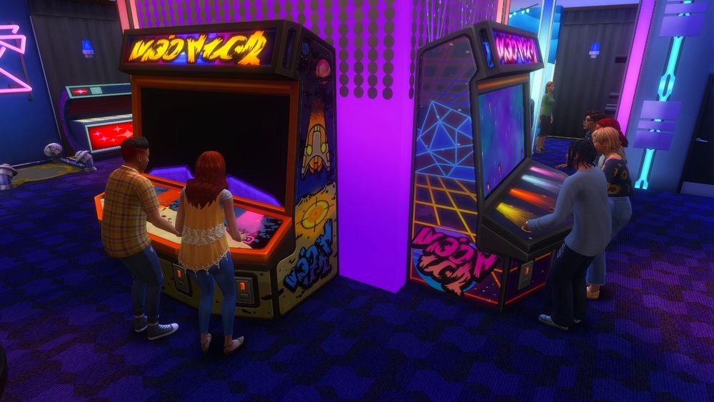 Playing in the arcade with friends