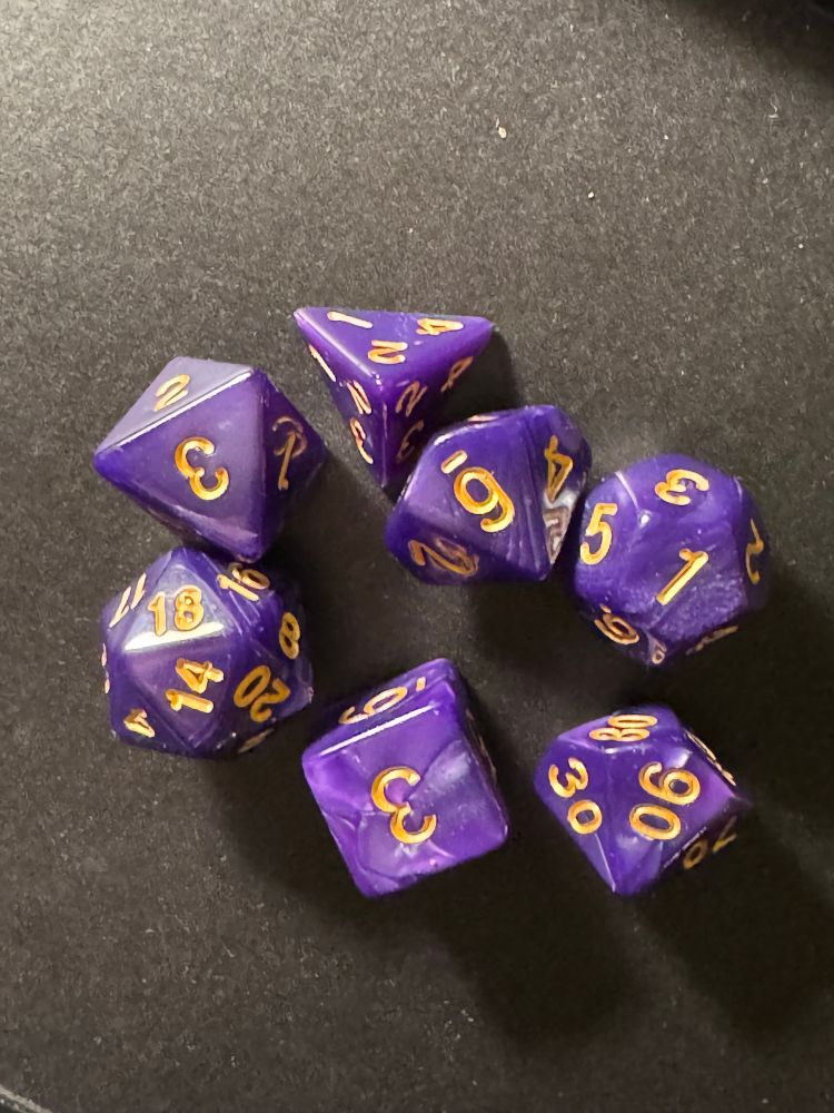 Seven piece DnD dice set