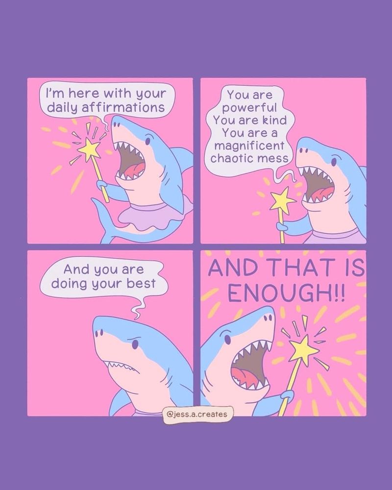 Shark fairy godmother giving daily affirmations 