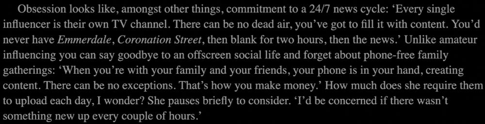 Agent explaining that content creators need constant content, generally a new upload every two hours