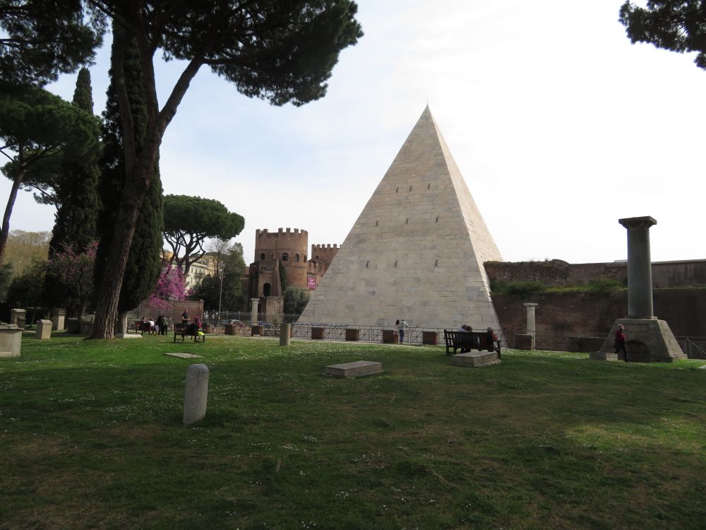 The pyramid of C. Cestius, incorporated as part of Rome's Aurelian Walls