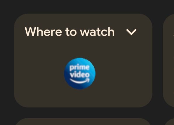 A screenshot of Google search results for a TV show, displaying the Amazon prime logo in the where to watch section.
