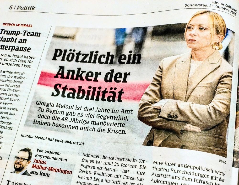 Kleine Zeitung, 2025-10-23, S 6: "Plötzlich ein Anker der Stabilität"