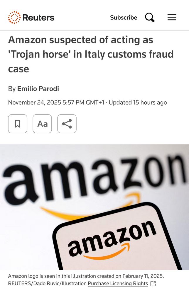 Quelle: https://www.reuters.com/technology/tax-customs-police-raid-two-amazon-sites-italy-china-smuggling-probe-sources-say-2025-11-24