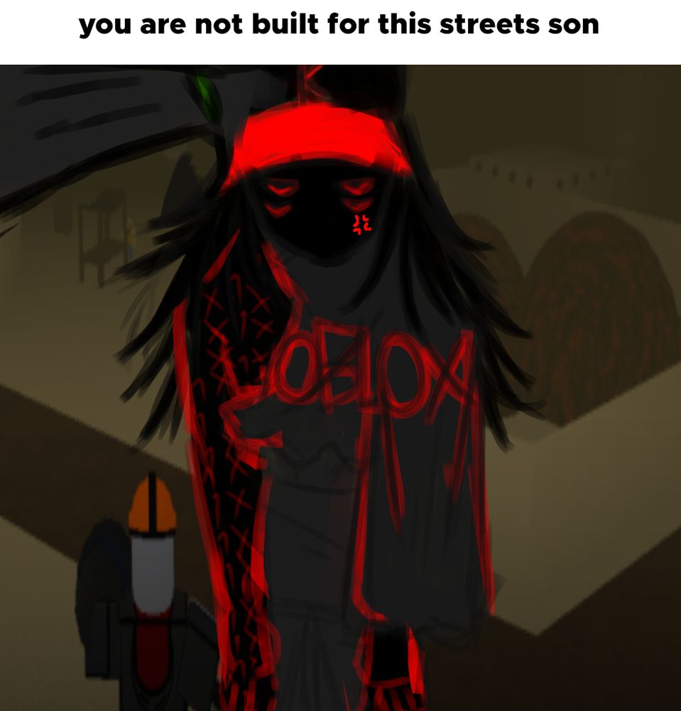 guest 666 getting grabbed by the scruff by 1x1x1x1 with a text saying "you are not built for this streets son"