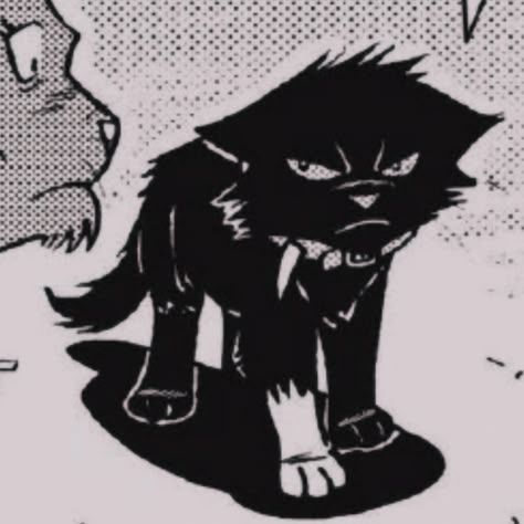 Scourge a.k.a "Tiny" with a grimacing mad face from the Warriors Manga