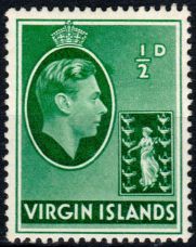 half pence green stamp from British Virgin Islands from 1938