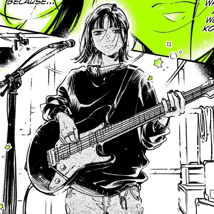 Mitsuki Koga de "The Guy She Was Interested In Wasn't A Guy At All" tenant une guitare 