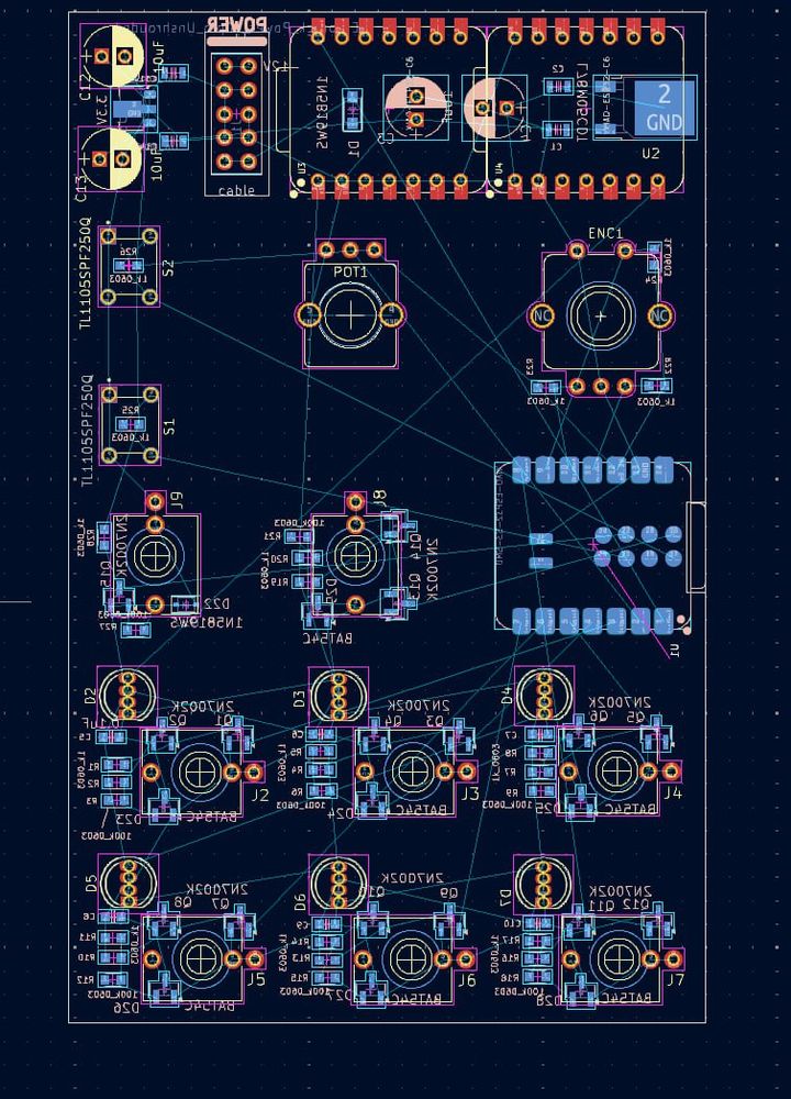 Kicads view of the layout so far