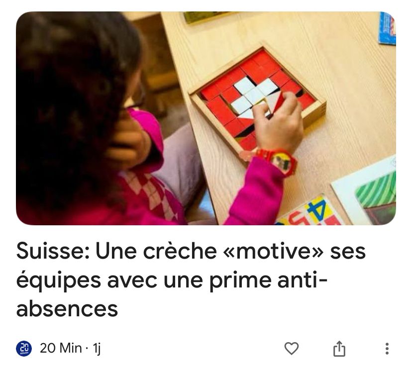 Crèche qui verse une prime de 200.- aux employées qui n’ont pas été malades pendant une année. 