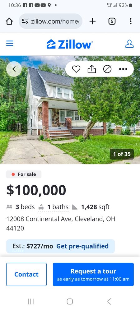 A 3 bedroom 1 bathroom 1428 sqft house in Cleveland  on sale for $100,000