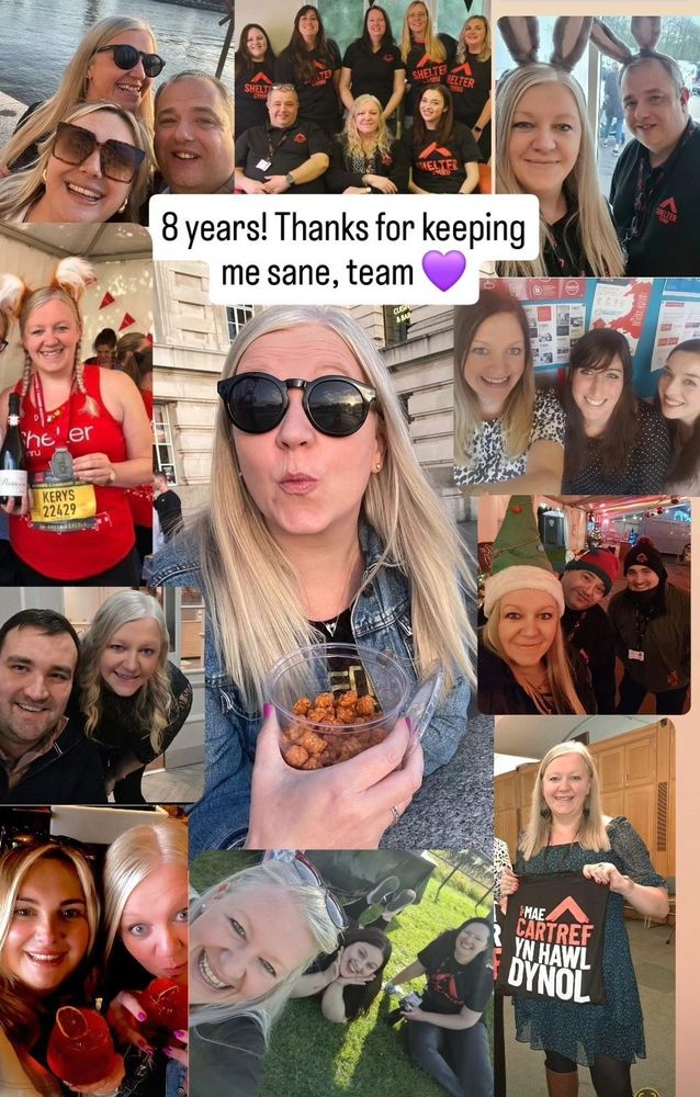 Montage of me with current members of my Shelter Cymru team