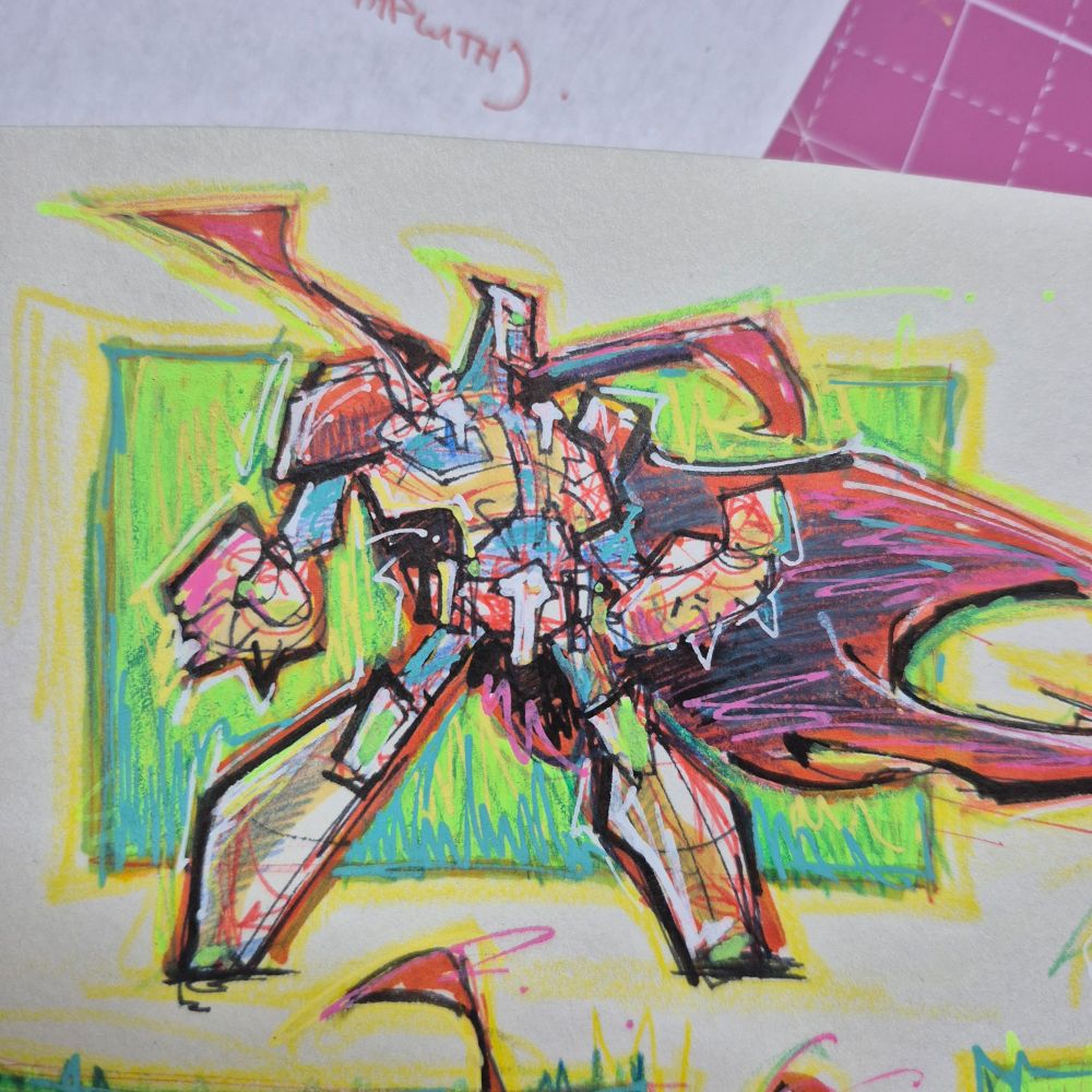 Jagged, armored Rat City Spawn stands wide‑legged, dragon‑head fists up and cape whipping sideways. Neon greens and reds make him look ready to raise hell and really get things Spawn‑ning.

