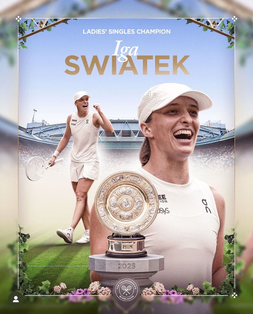 Polish tennis star Iga Swiatek wins the 2025 Wimbledon Ladies’ Singles Title after defeating American Amanda Anisimova, 6-0 6-0. 