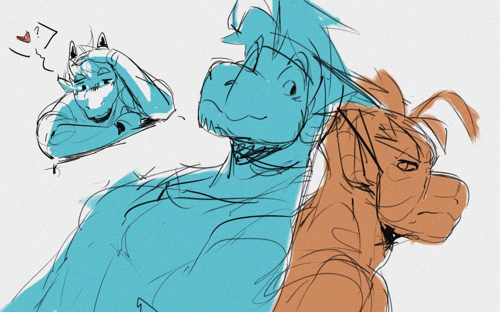 my dragon looking at my other dragon and questioning his sanity