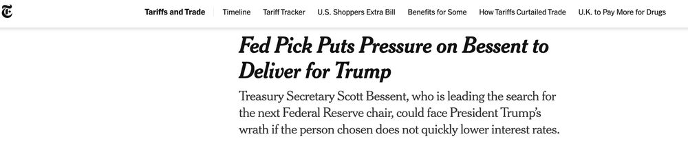 The president should not determine fed interest rate policy, but NY Times presents this as normal. 