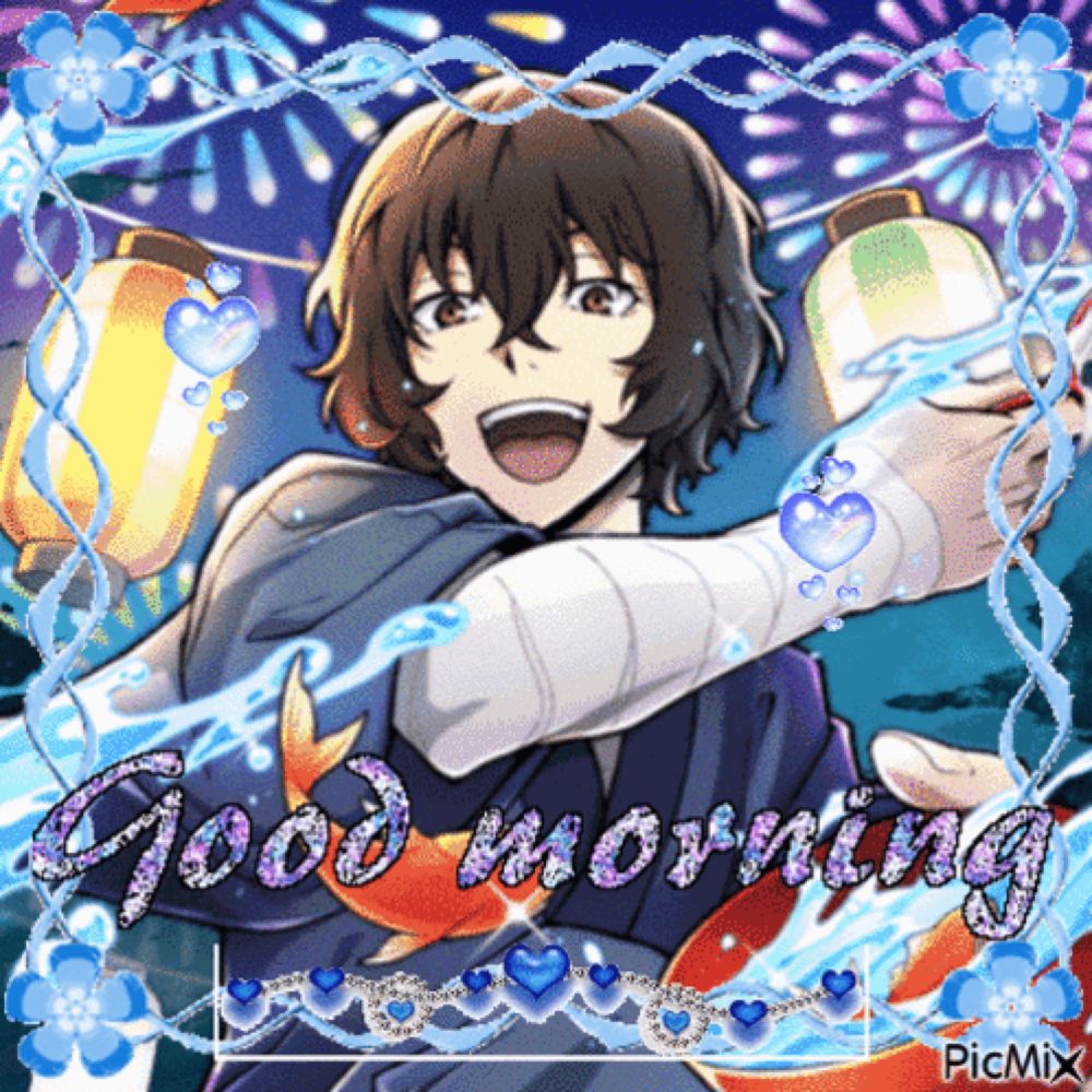 a picture of a anime character with the words good morning