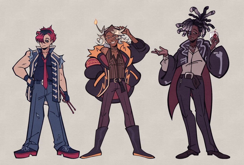 Full-body, digital art of the artist's Gavinners OCs.