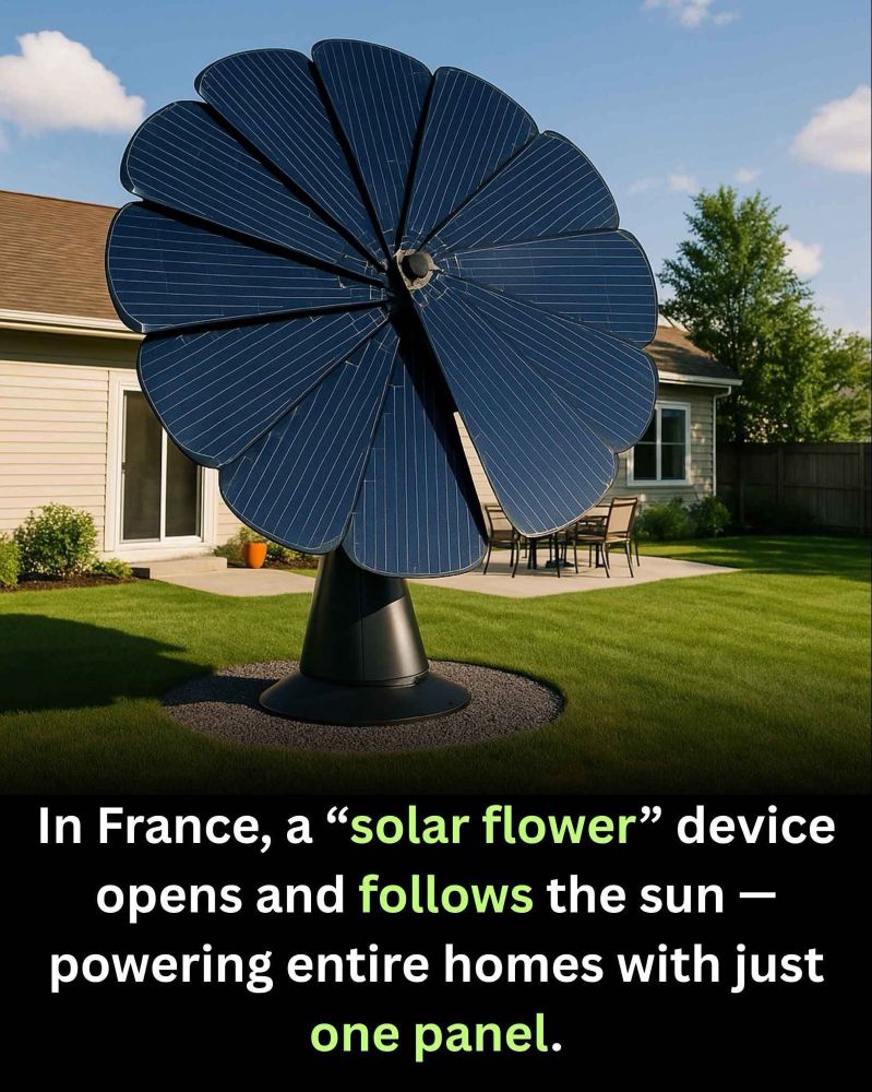 In France, a "solar flower" device opens and follows the sun - powering entire homes with just one panel.