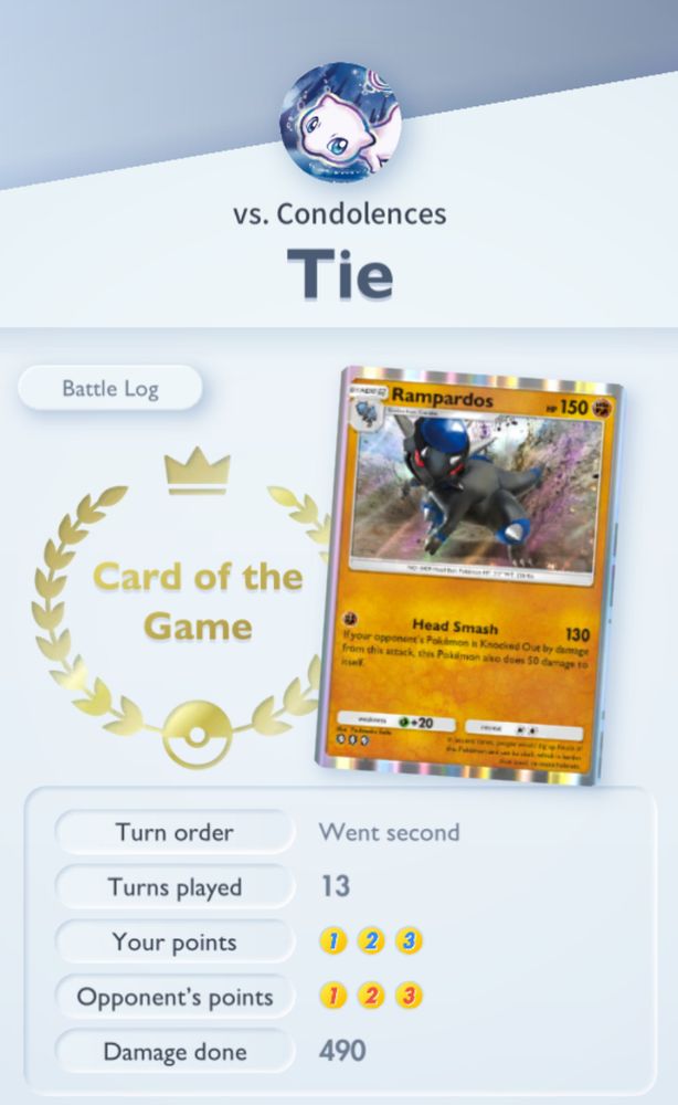 tied finish after a Pokemon TCG Pocket match