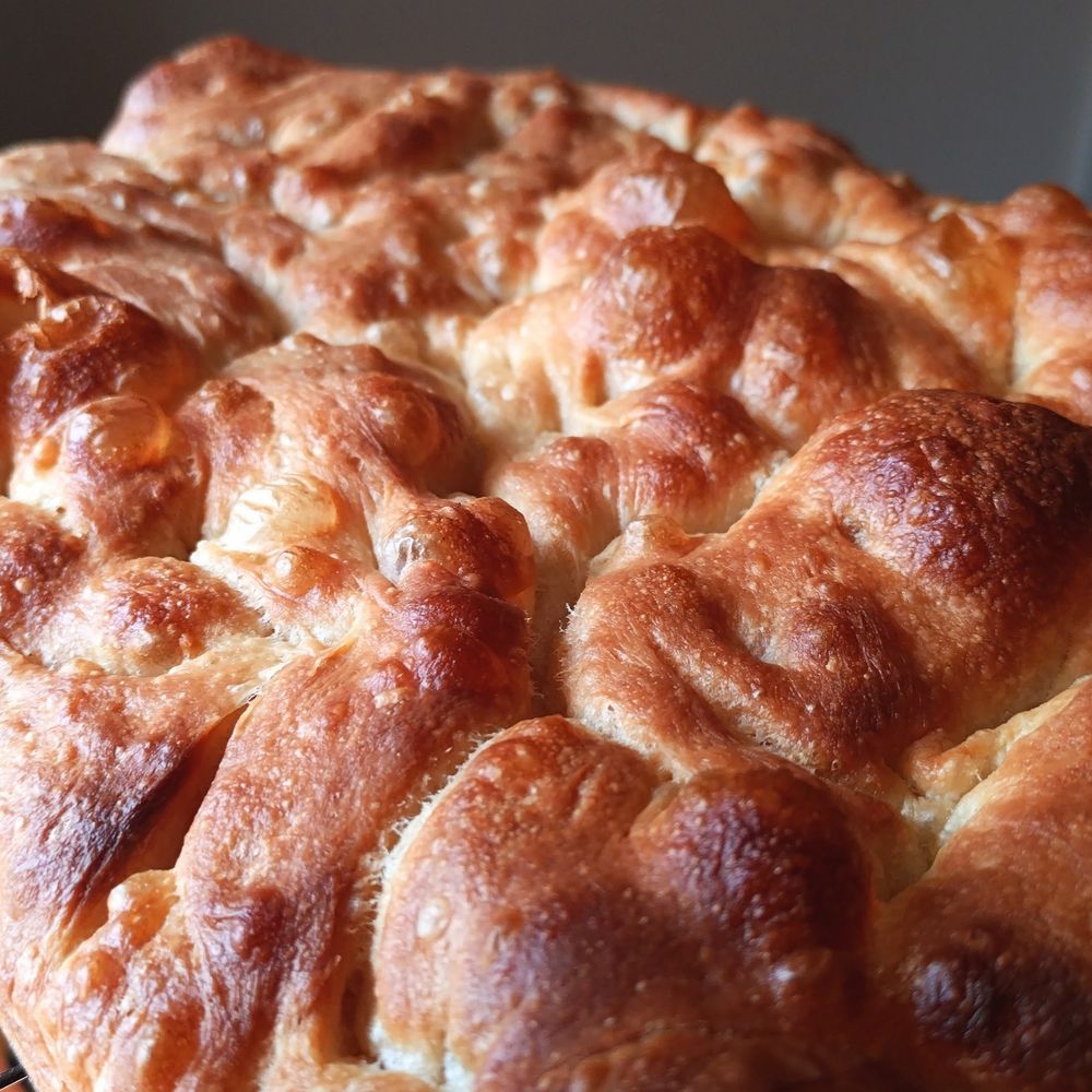 A bubbly focaccia I've made.