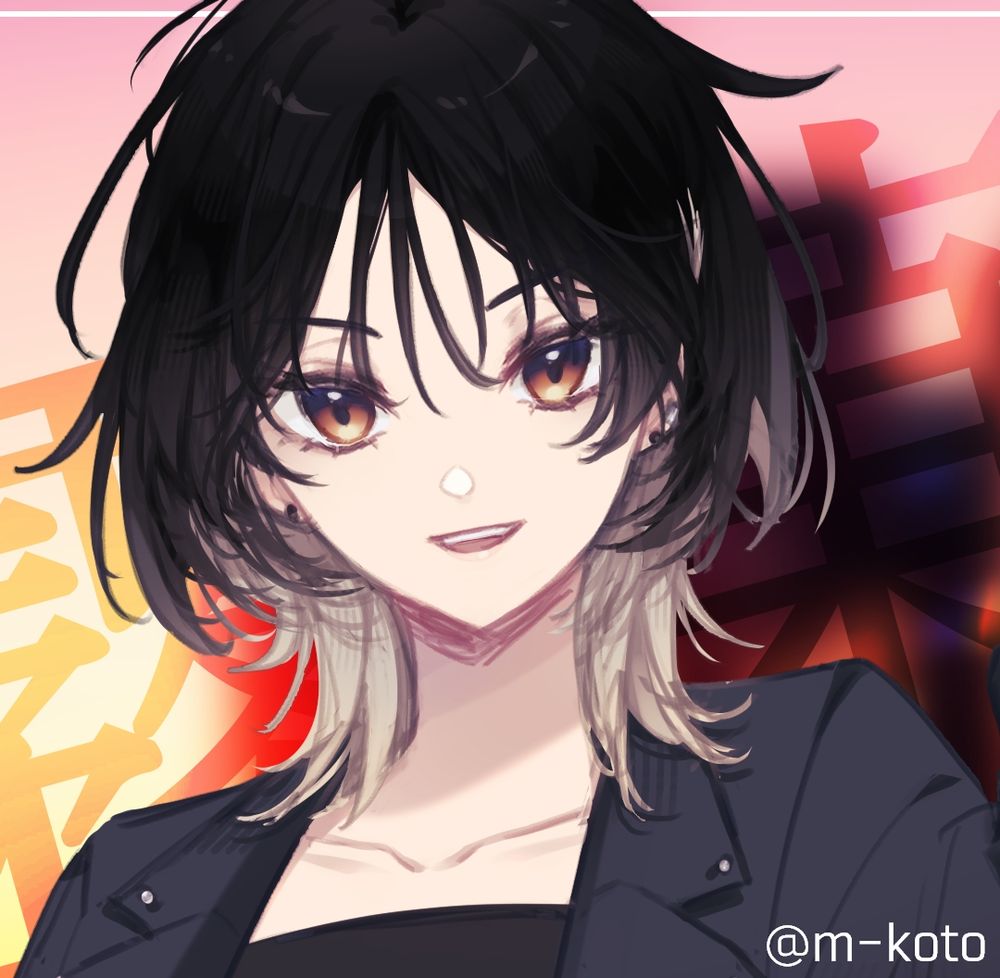 Cropped close-up icon of my OC Karin Asagiri, a girl with black two-toned hair and brown eyes.

#OC #OCsky #rpgsky #animeart #animw #art