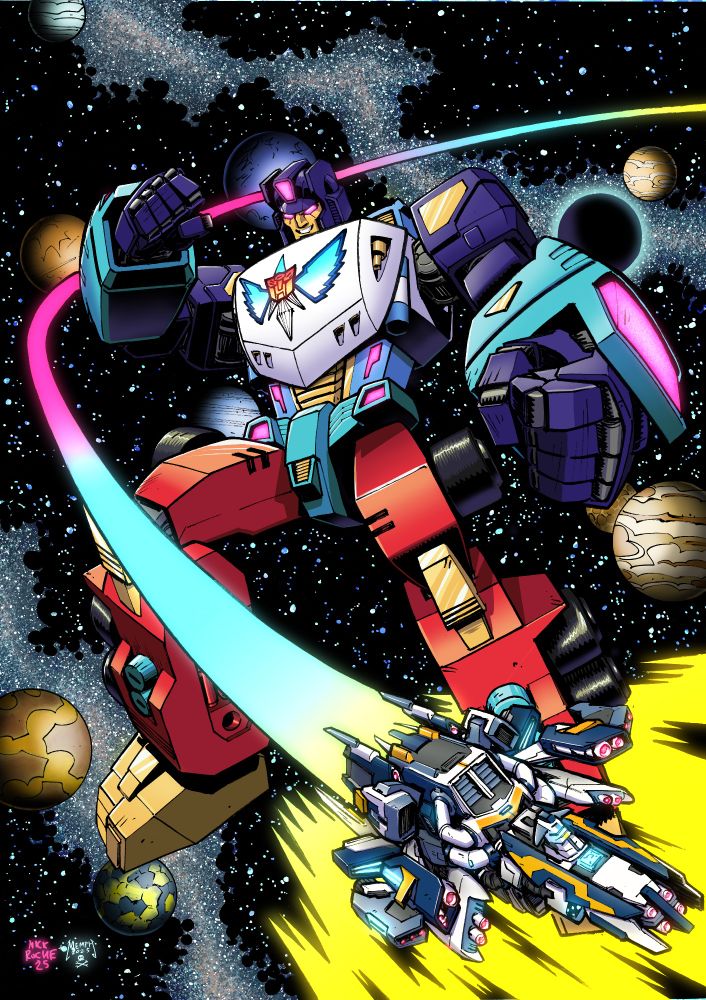 Thunderclash and The Vis Vitalis, the stars as backdrop
Inks by Nick Roche
Colours by Ian Callister
