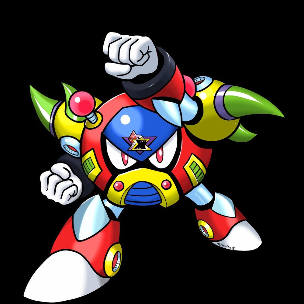 Bubblecrab doing a henshin pose based on part of his battle intro from Megaman X2