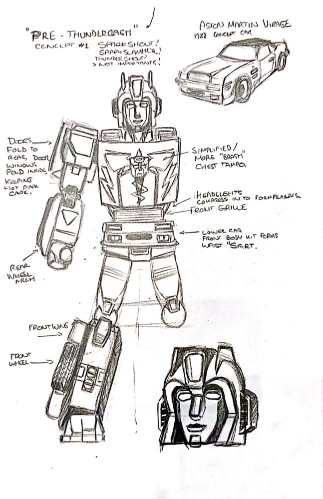 Rough penciled model sheet for young TC, the earliest design featured a very different chest.