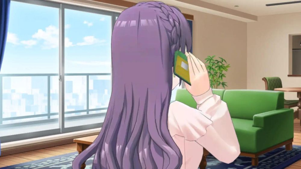 Kozue Otomune from Love Live talking on the phone.