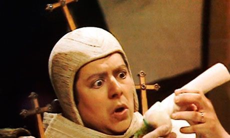 Miriam Margoyles as Lady Whiteadder from the second season of Blackadder, an outraged or shocked expression on her faces as she looks at a turnip shaped "exactly like a thingy".