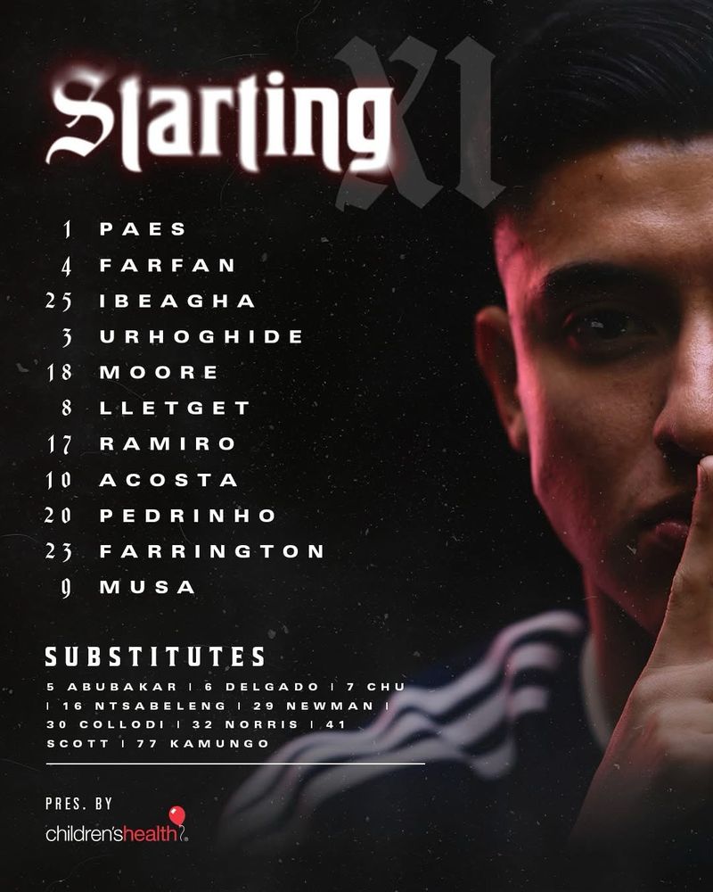 Graphic listing the starting lineup of the FC Dallas game against Vancouver. List is in the post.