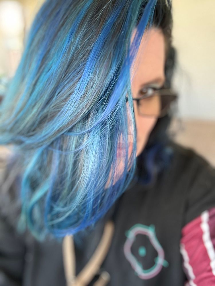 a picture of me showing my blue hair color