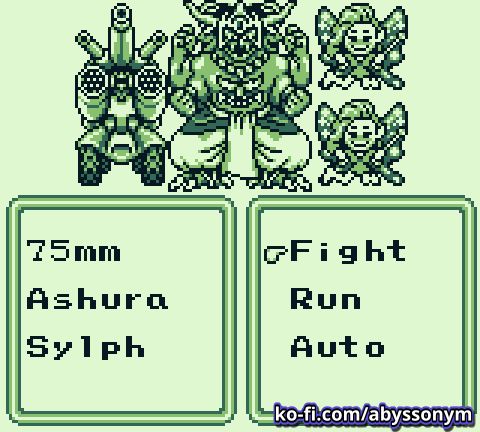 Final Fantasy Legend III: Screenshot of Ashura with randomized adds