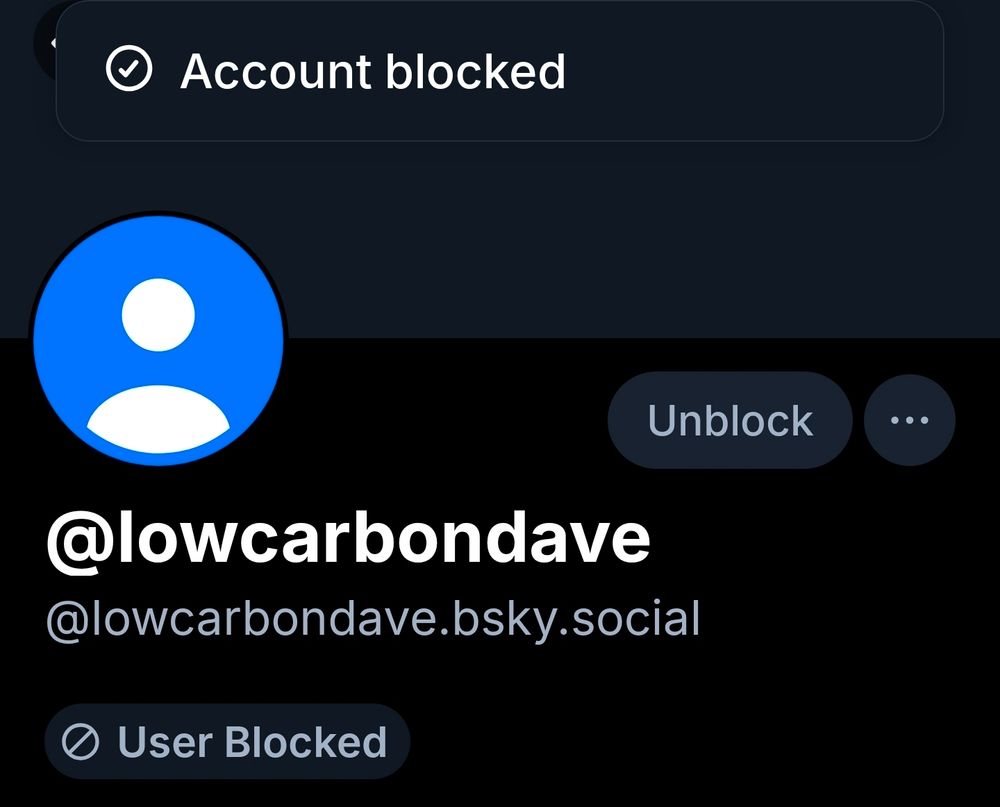 Screenshot of me blocking low carbon Dave