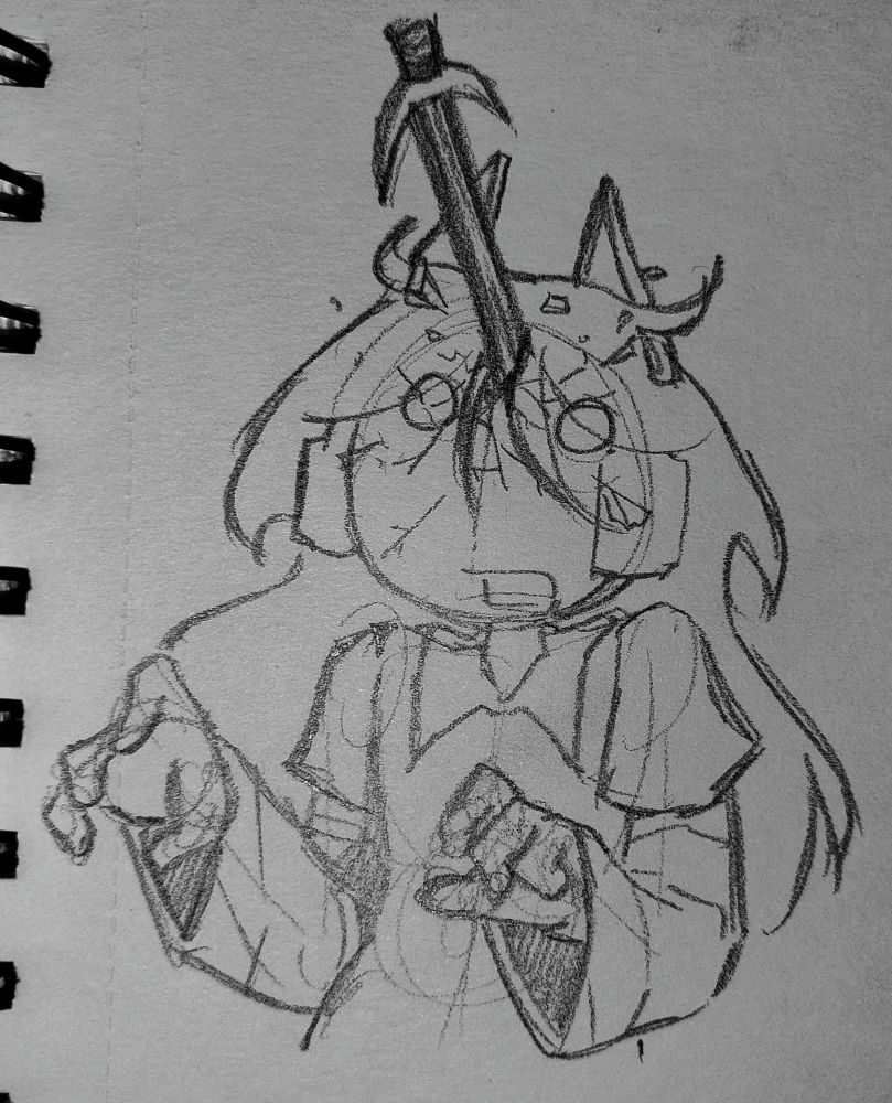 old drawing my oc Mia getting thrown roblox sword at. Yeouch!