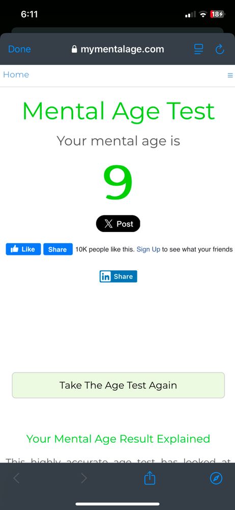 Mental Age Test

Your mental age is 9