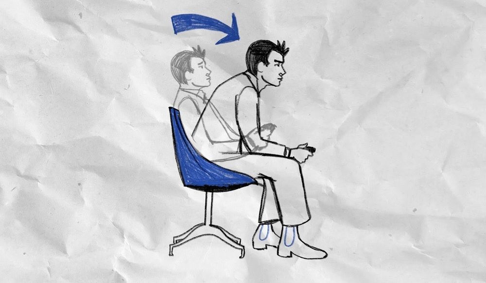 hand-drawn diagram of a man leaning back in his chair and then sitting forward incredulously, because this shit is wild