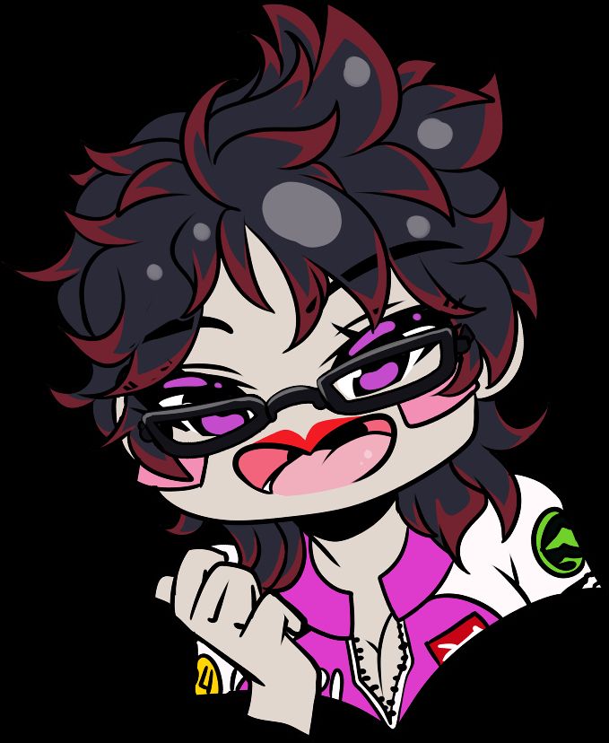 A chibi-fied bust-up portrait of Lady Jaye from her days as a racing VTuber, featuring her pink and white uniform top with various patches upon it. Her face is full of excitement, her right hand raised under her chin in a fist

Art: Helbite