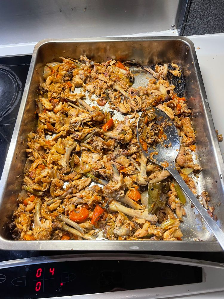 The ingredients mashed up