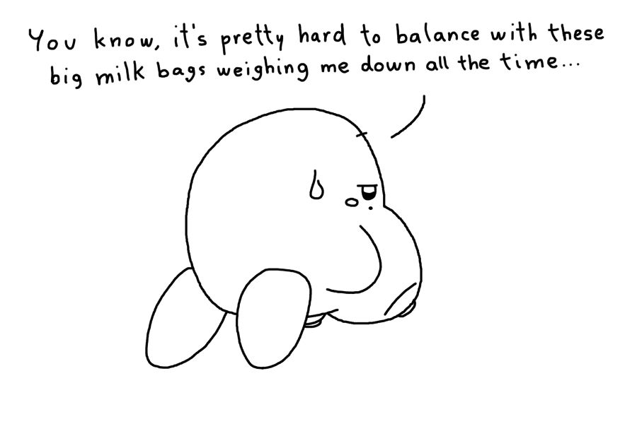 kirby with big tits falling over