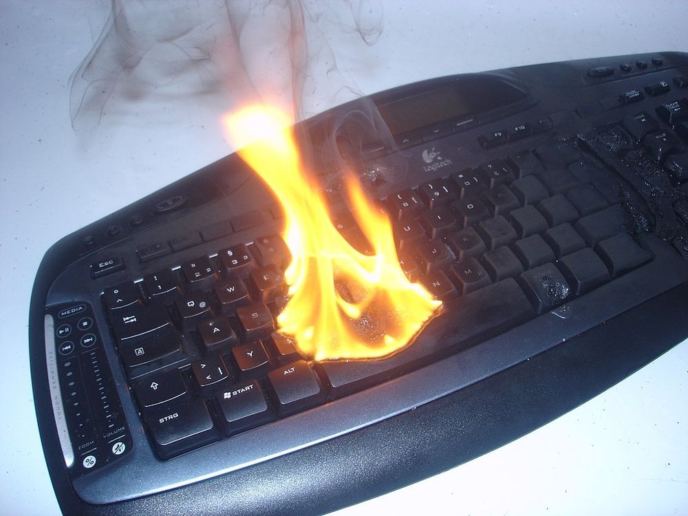 Keyboard on fire