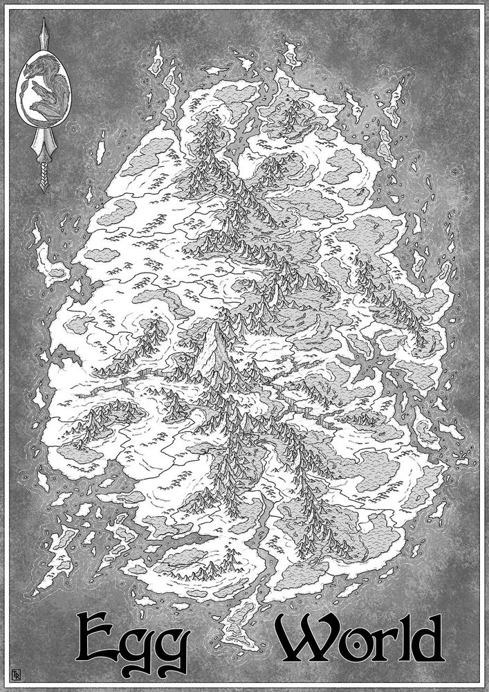 A map of an egg shaped continent.