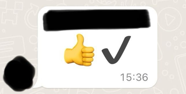 WhatsApp message with a thumbs up and check mark