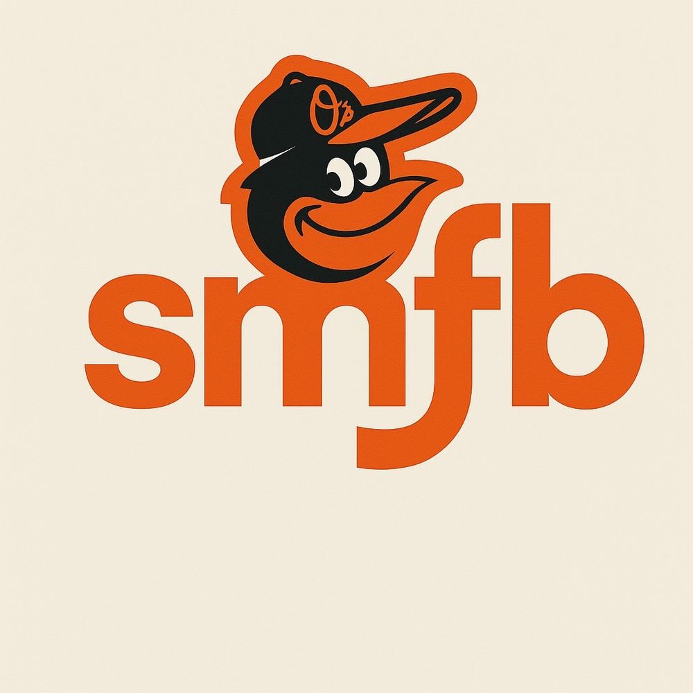 The Baltimore Orioles smiling Bird logo over the letters SMFB