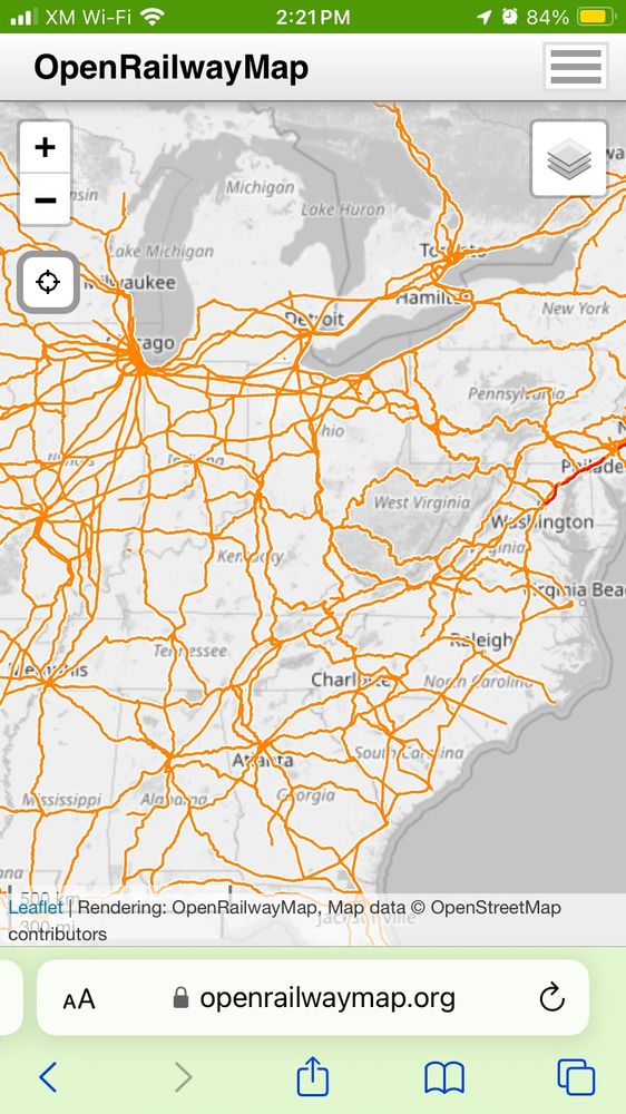 openrailwaymap.org - eastern USA